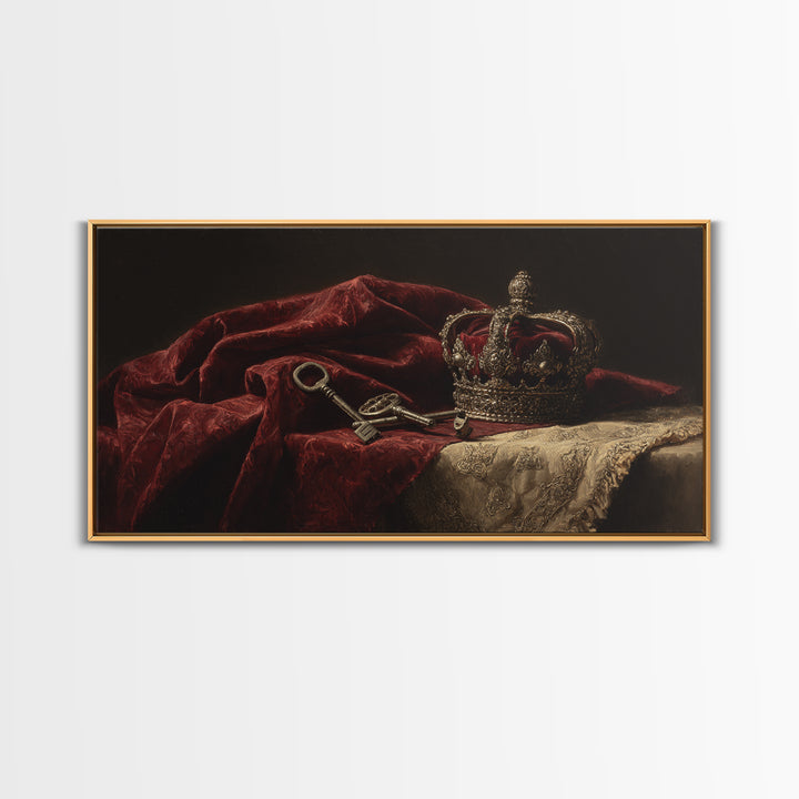 Dark Red Velvet Framed Canvas Print, Baroque Art, Contemporary Art, Living Room Decor, Fine Art, Ornate, 3d Wall Art, BAO-2x1-43