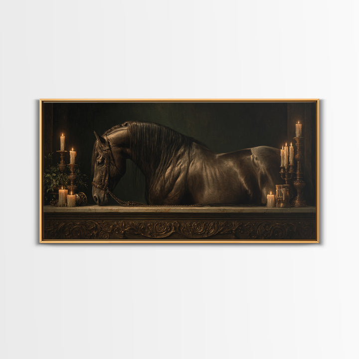 Dramatic Horse Portrait Canvas Print, Baroque Art, Art Print, Living Room Decor, Ornate, Oil Painting, Digital Wall Art, BAO-2x1-44