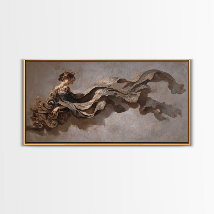 Mythic Goddess Figure Canvas Print, Baroque Art, Statement Artwork, Living Room Decor, Oil Painting, Ornate, Printable Wall Art, BAO-2x1-58