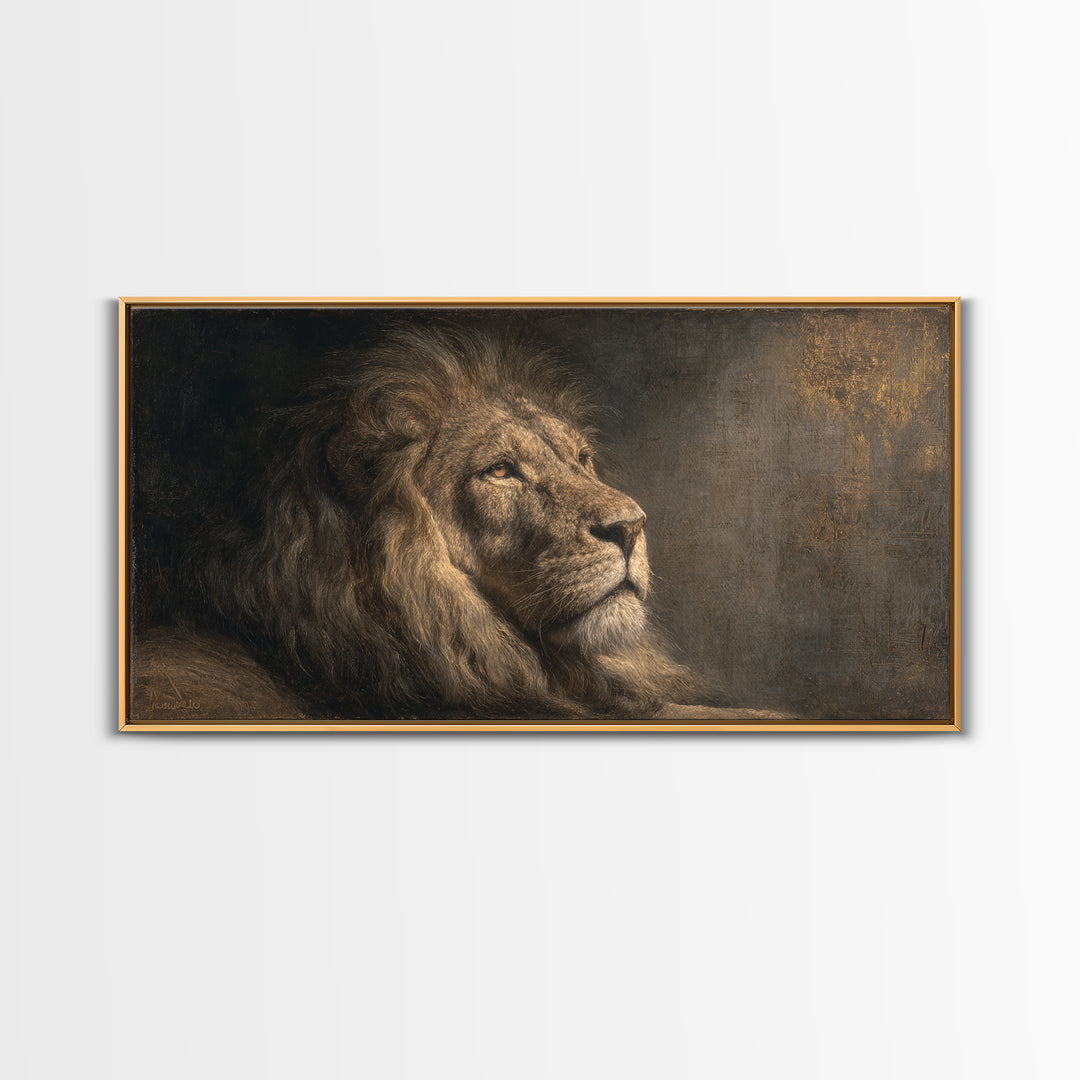 Royal Lion Portrait Canvas Print, Baroque Art, Statement Artwork, Living Room Decor, Fine Art, Ornate, Painting, BAO-2x1-61