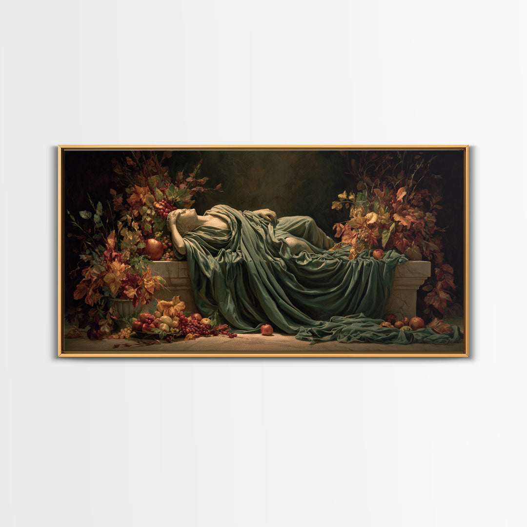 Mythic Goddess Figure Canvas Print, Baroque Art, Statement Artwork, Living Room Decor, Oil Painting, Ornate, Printable Wall Art, BAO-2x1-82