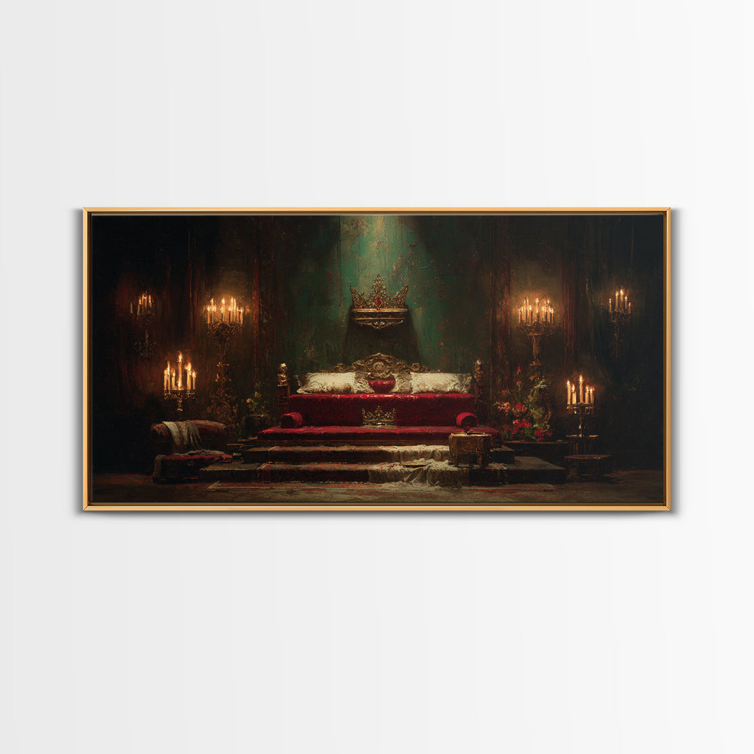 Dark Red Velvet Framed Canvas Print, Baroque Art, Contemporary Art, Living Room Decor, Fine Art, Ornate, 3d Wall Art, BAO-2x1-91
