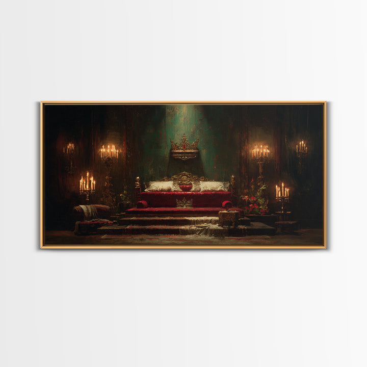 Dark Red Velvet Framed Canvas Print, Baroque Art, Contemporary Art, Living Room Decor, Fine Art, Ornate, 3d Wall Art, BAO-2x1-91
