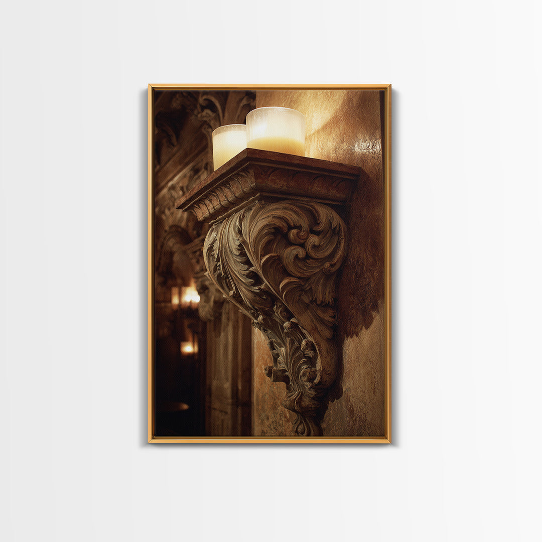Carved Acanthus Leaf Ornament Study Canvas Print, Baroque Art, Minimalist Wall Art, Living Room Decor, Fine Art, Ornate, BAO-2x3-23