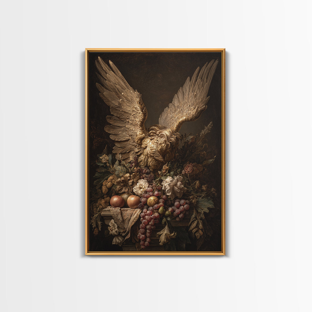 Gilded Angel Wings Emerging from Storm Clouds Canvas Print, Baroque Art, Art Print, Living Room Decor, Abstract Art, Ornate, BAO-2x3-62