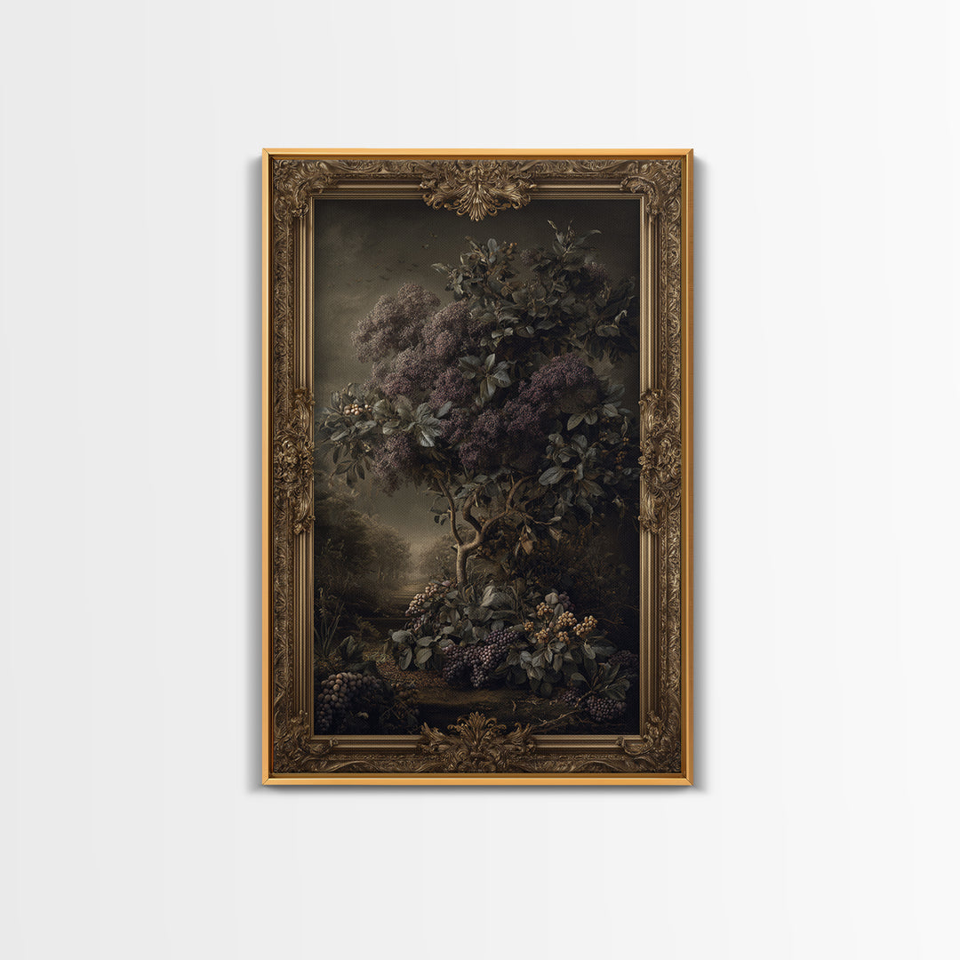 Ornate Gold Frame Illusion Around a Botanical Canvas Print, Baroque Art, Art Print, Living Room Decor, Oil Painting, Ornate, BAO-2x3-65