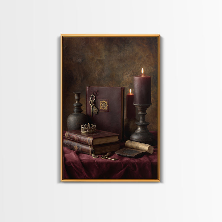 Dark Red Velvet Canvas Print, Baroque Art, Art, Living Room Decor, Fine Art, Ornate, Modern Wall Art, Living Room Wall Art, BAO-2x3-7