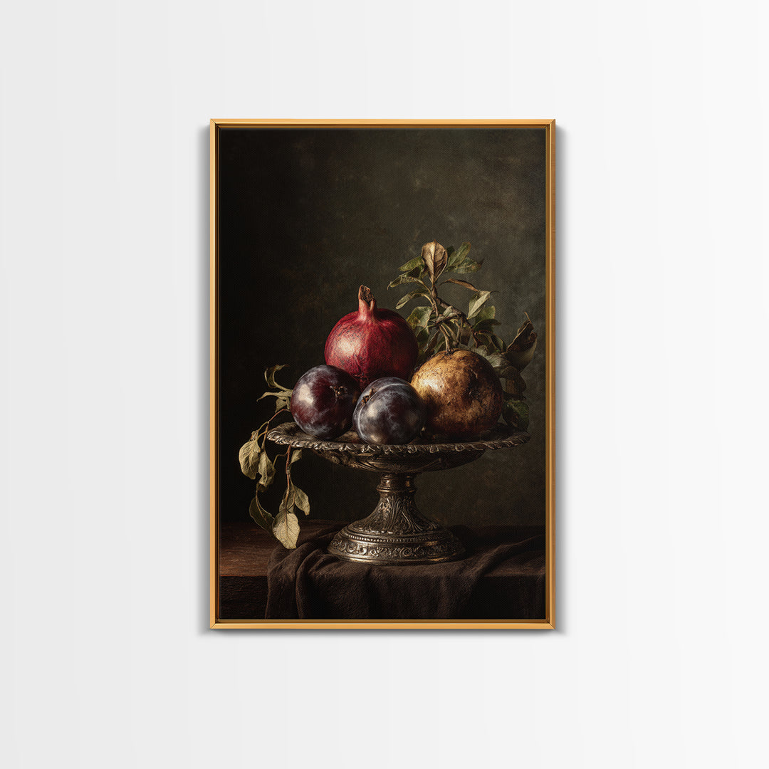 Dramatic Fruit Still Life Canvas Print, Baroque Art, Wall Decor, Living Room Decor, Fine Art, Ornate, Contemporary Art, BAO-2x3-9