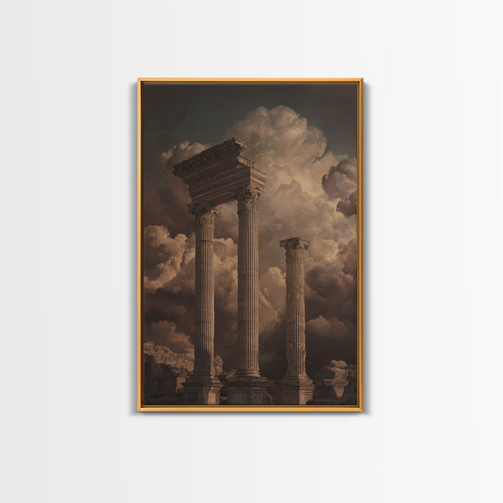Classical Ruins Beneath a Dramatic Sky Canvas Print, Baroque Art, Fine Art Print, Living Room Decor, Fine Art, Ornate, BAO-2x3-99