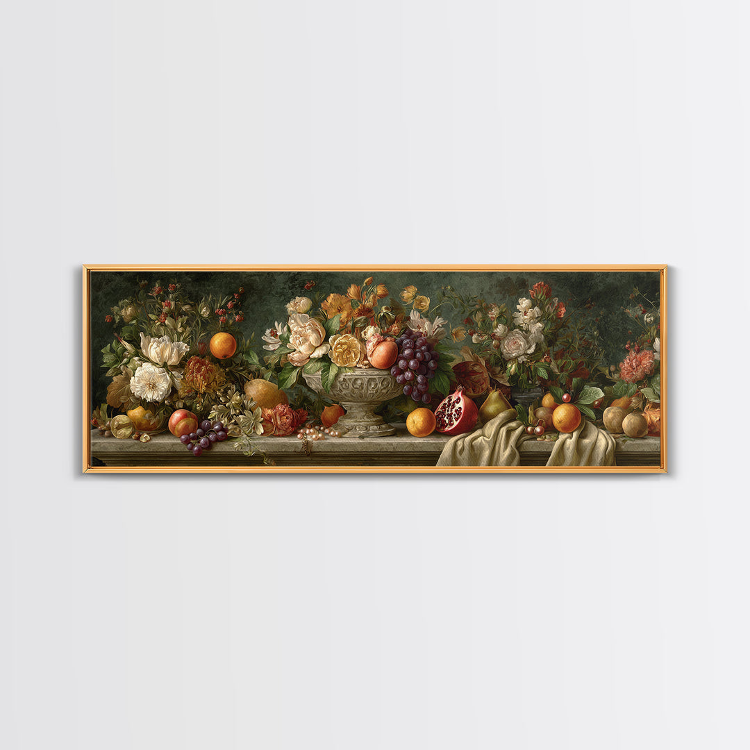 Ornamental Shell and Pearl Composition Canvas Print, Baroque Art, Minimalist Decor, Living Room Decor, Fine Art, Ornate, BAO-3x1-38