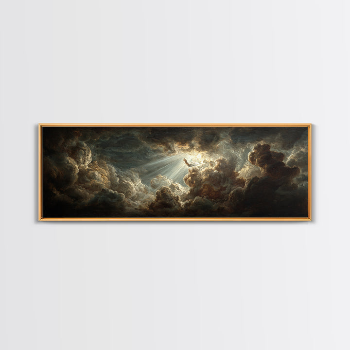 Angelic Hand Reaching Through Clouds Canvas Print, Baroque Art, Printable Art, Living Room Decor, Oil Painting, Ornate, BAO-3x1-61