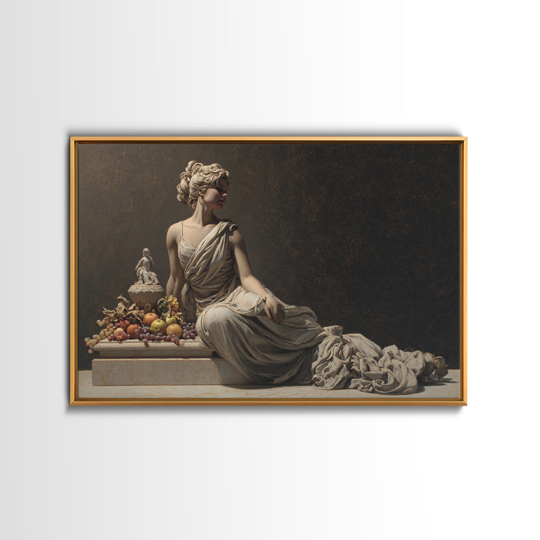 Mythic Goddess Figure Framed Canvas Print, Baroque Art, Textured Painting, Living Room Decor, Fine Art, Ornate, Printable Art, BAO-3x2-18
