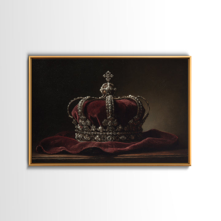 Dark Red Velvet Framed Canvas Print, Baroque Art, Textured Painting, Living Room Decor, Fine Art, Ornate, Printable Art, BAO-3x2-27