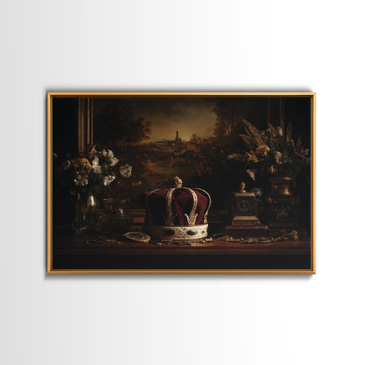 Dark Red Velvet Canvas Print, Baroque Art, Statement Artwork, Living Room Decor, Fine Art, Ornate, Painting, Printable Wall Art, BAO-3x2-3
