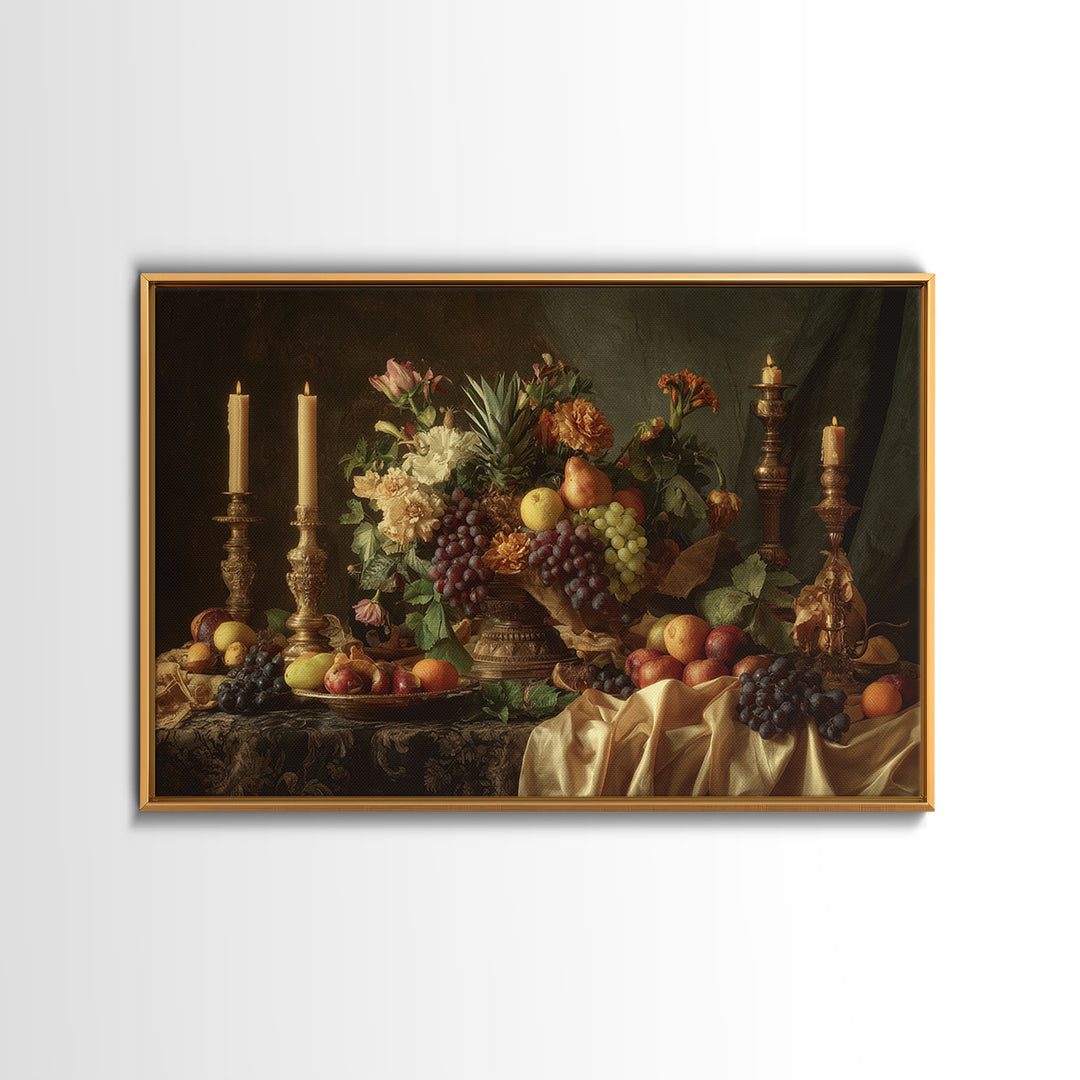 Lavish Banquet Fruit Composition Canvas Print, Baroque Art, Art, Living Room Decor, Fine Art, Ornate, Modern Wall Art, BAO-3x2-48