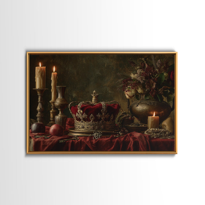 Dark Red Velvet Canvas Print, Baroque Art, Art, Living Room Decor, Fine Art, Ornate, Modern Wall Art, Living Room Wall Art, BAO-3x2-51