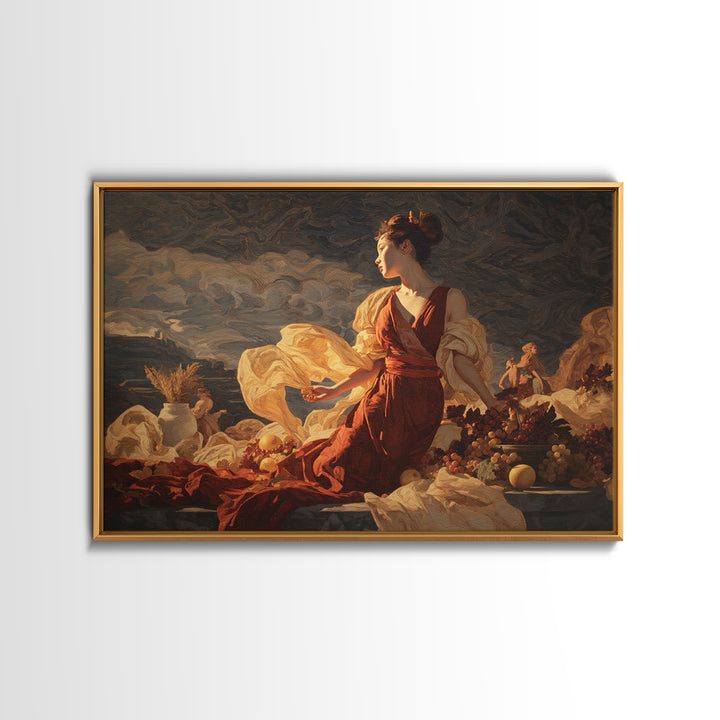 Mythic Goddess Figure Canvas Print, Baroque Art, Art, Living Room Decor, Oil Painting, Ornate, Modern Wall Art, BAO-3x2-66