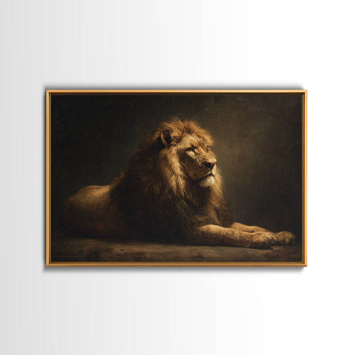 Royal Lion Portrait Framed Canvas Print, Baroque Art, Digital Wall Art, Living Room Decor, Fine Art, Ornate, Portrait Painting, BAO-3x2-69