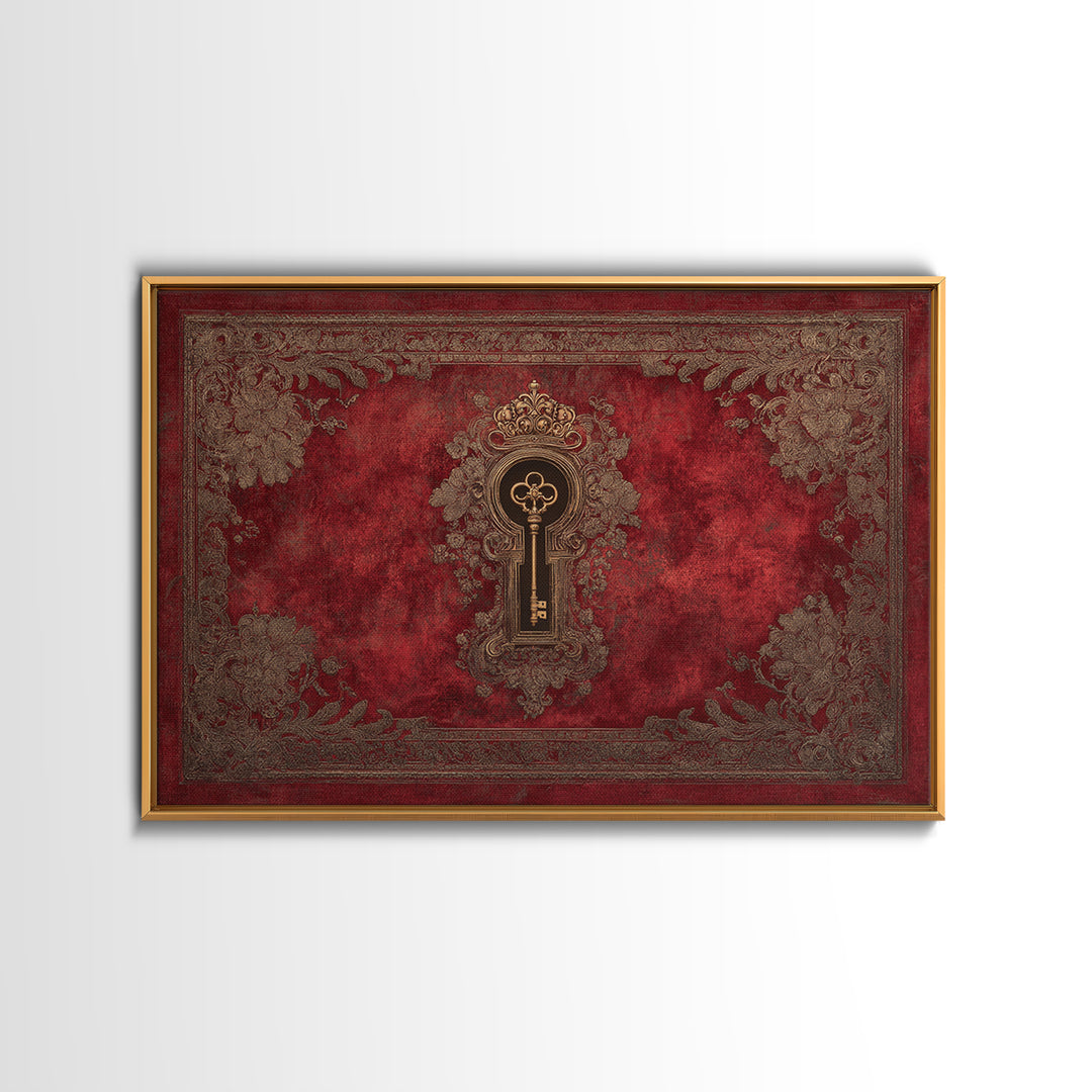 Dark Red Velvet Framed Canvas Print, Baroque Art, Eclectic Wall Art, Living Room Decor, Fine Art, Ornate, Gallery Decor, BAO-3x2-99