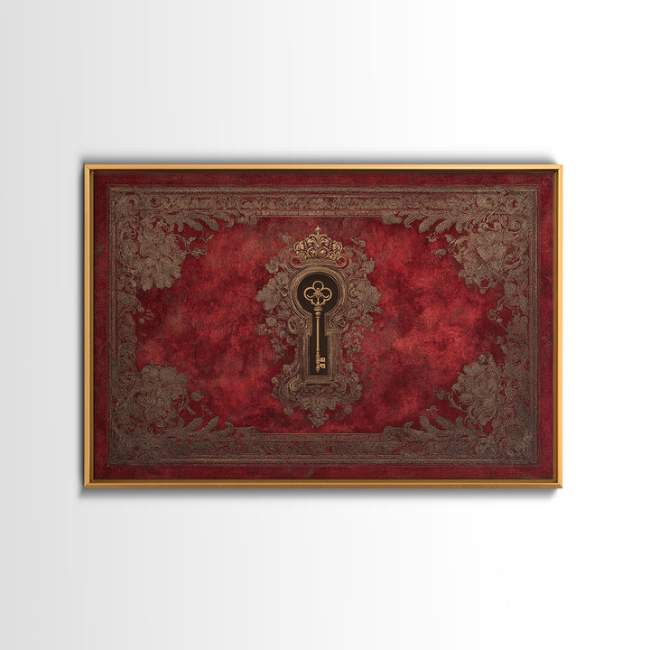 Dark Red Velvet Framed Canvas Print, Baroque Art, Eclectic Wall Art, Living Room Decor, Fine Art, Ornate, Gallery Decor, BAO-3x2-99