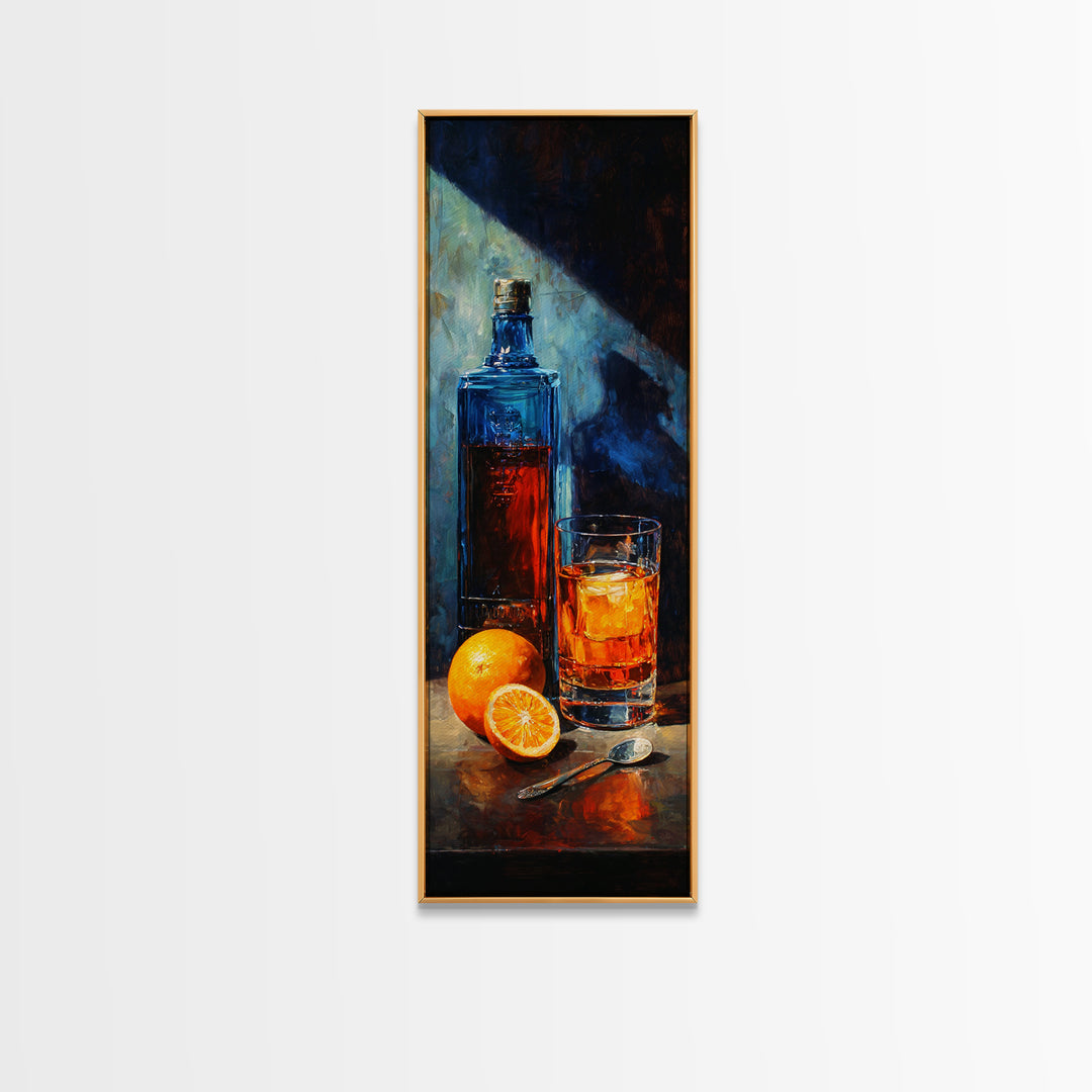 Orange Bitters and Bar Spoon Still Life Canvas Print, Bar Art, Kitchen Wall Decor, Bar Decor, Fine Art, Bar Cart Art, BAR-1x3-33