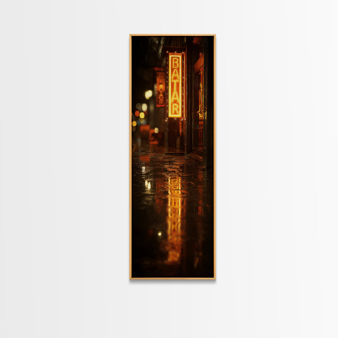 Neon Cocktail Sign Reflected Canvas Print, Bar Art, Living Room Art, Bar Decor, Fine Art, Luxury Decor, Room Decor, BAR-1x3-41