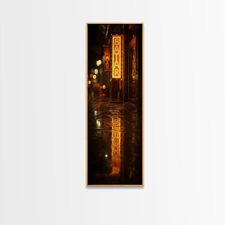 Neon Cocktail Sign Reflected Canvas Print, Bar Art, Living Room Art, Bar Decor, Fine Art, Luxury Decor, Room Decor, BAR-1x3-41
