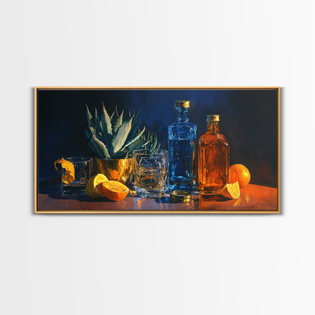 Tequila Agave Plant Study Framed Canvas Print, Bar Art, Luxury Decor, Bar Decor, Fine Art, Canvas Wall Art, Kitchen Decor, BAR-2x1-8