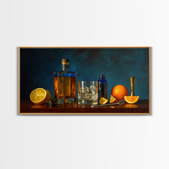Orange Bitters and Bar Spoon Still Life Canvas Print, Bar Art, Kitchen Wall Decor, Bar Decor, Fine Art, Bar Cart Art, BAR-2x1-89