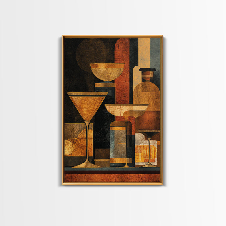 Retro Happy Hour Poster Canvas Print, Bar Art, Gallery Decor, Bar Decor, Fine Art, Wall Art, Home Decor, Wall Decor, BAR-2x3-16