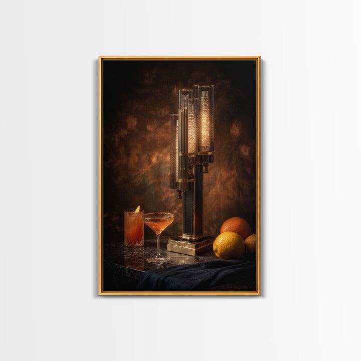 Champagne Coupe Tower Framed Canvas Print, Bar Art, Bar, Bar Decor, Fine Art, Living Room Art, Coffee Bar, Cocktail Wall Art, BAR-2x3-90