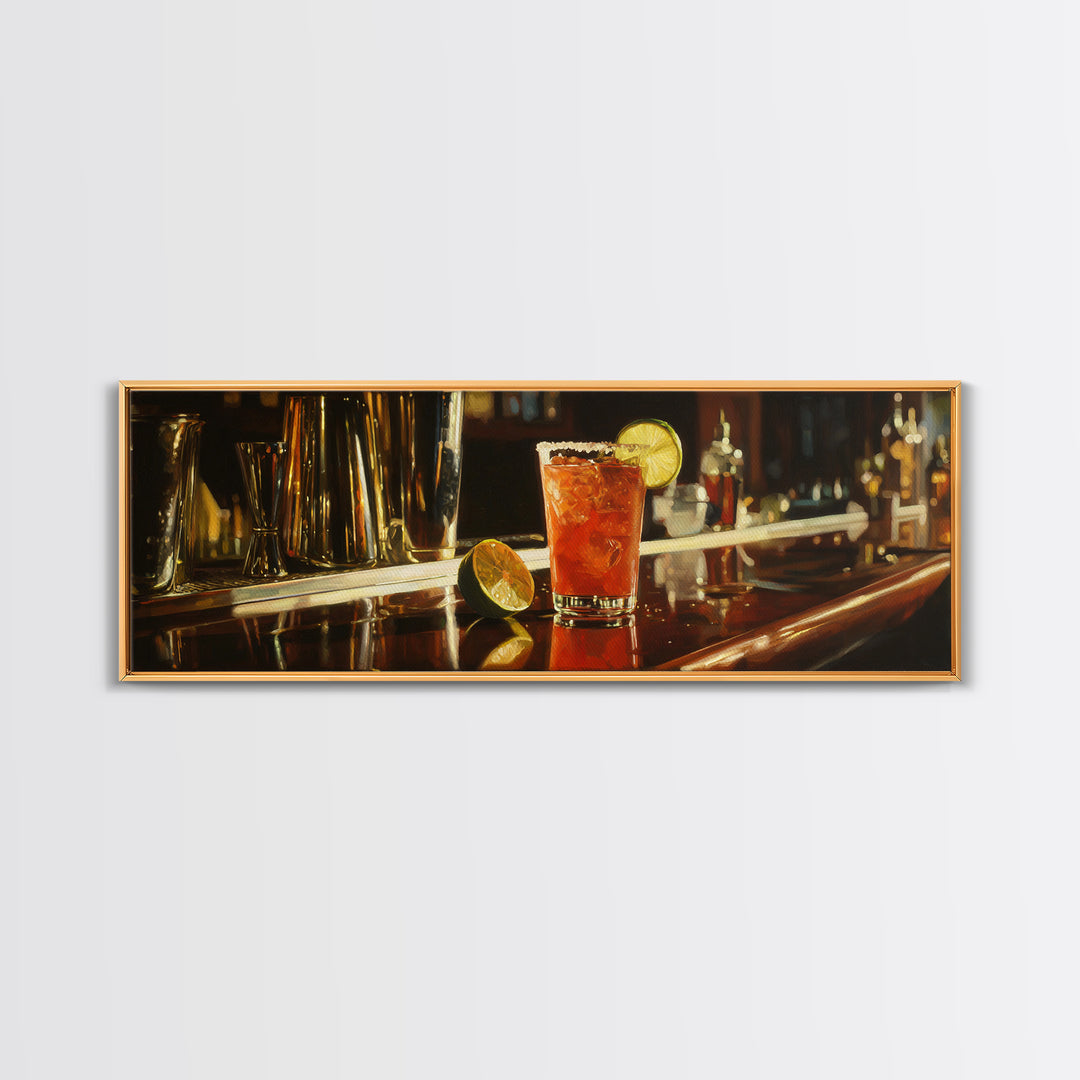 Classic Margarita with Salt Rim and Lime Canvas Print, Bar Art, Bar Sign, Bar Decor, Fine Art, Coffee Bar, Cocktail Wall Art, BAR-3x1-75