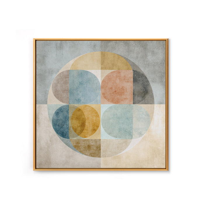 Dartboard Circular Color Composition Framed Canvas Print, Basement Art, Cocktail Prints, Living Room Decor, Abstract Art, BAS-1x1-42