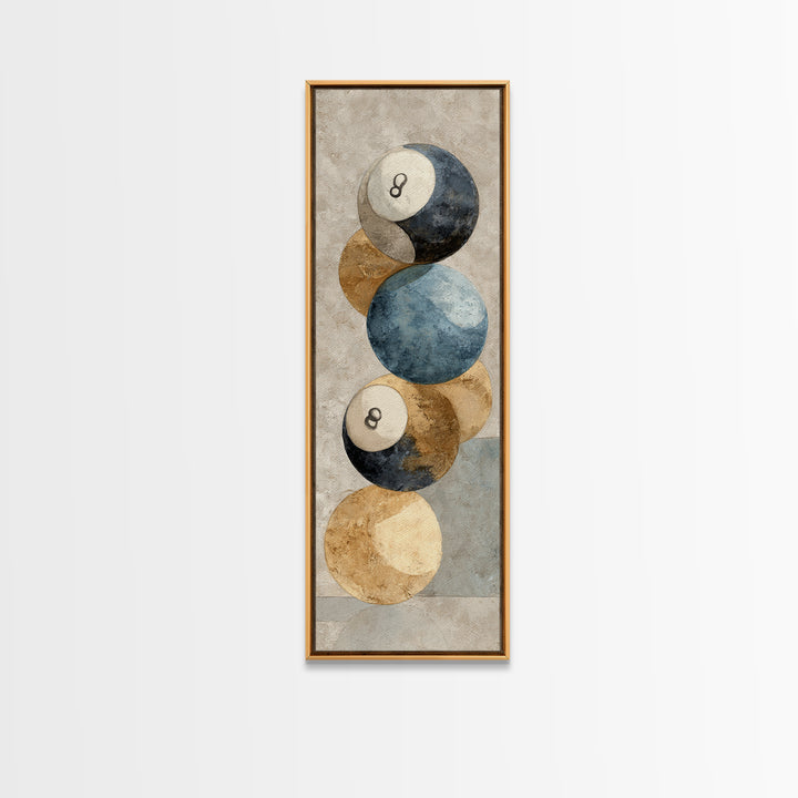 Bold Billiards Eight Ball Composition Canvas Print, Basement Art, Canvas, Living Room Decor, Fine Art, Retreat, Bar Art, BAS-1x3-40