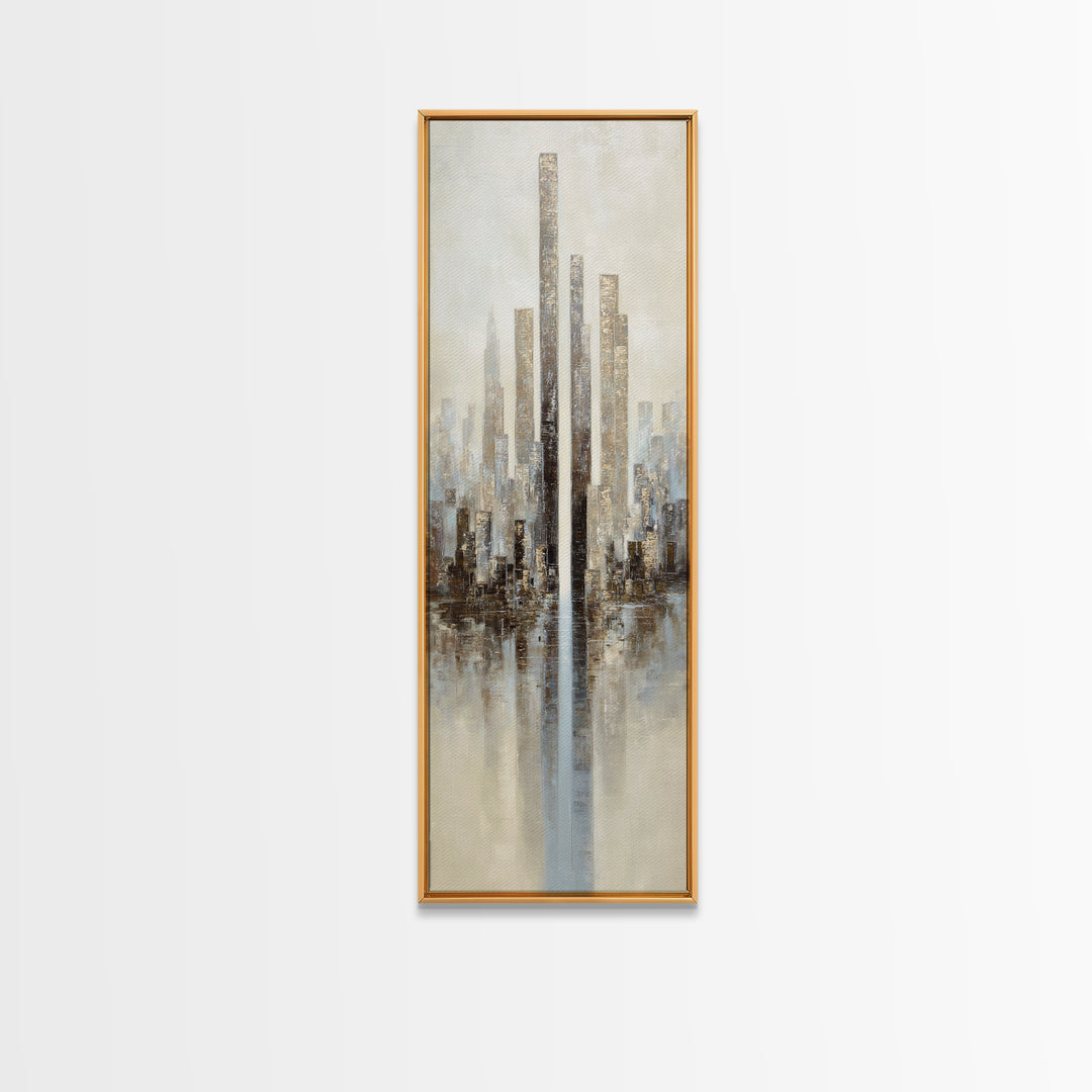 Dark Abstract City Skyline Canvas Print, Basement Art, Classroom Decor, Living Room Decor, Abstract Art, Retreat, BAS-1x3-43