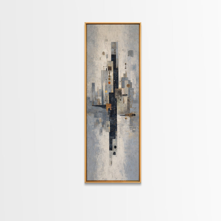 Dark Abstract City Skyline Canvas Print, Basement Art, Bar Wall Art, Living Room Decor, Abstract Art, Retreat, Neutral Decor, BAS-1x3-67
