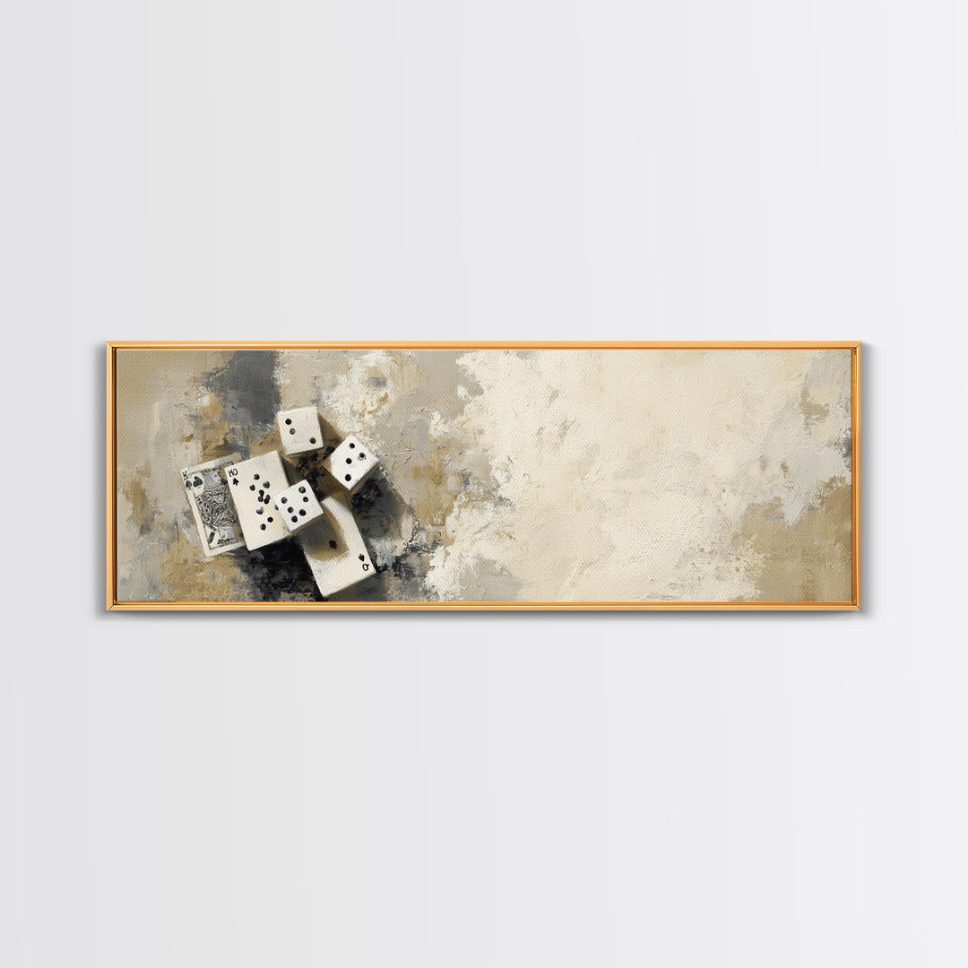 Poker Cards and Dice Canvas Print, Basement Art, Art Print, Living Room Decor, Retreat, Digital Wall Art, Classroom Decor, BAS-3x1-48
