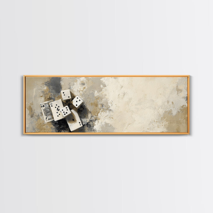 Poker Cards and Dice Canvas Print, Basement Art, Art Print, Living Room Decor, Retreat, Digital Wall Art, Classroom Decor, BAS-3x1-48