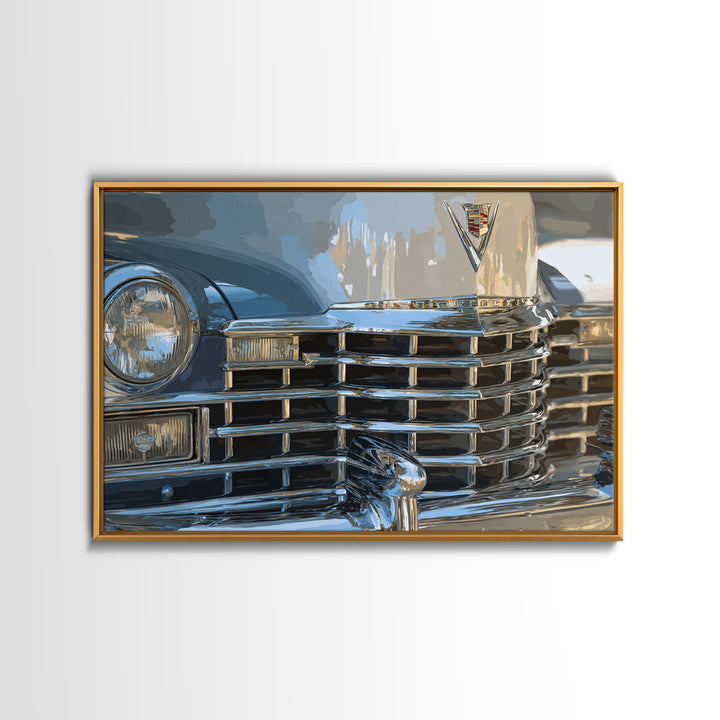 Classic Car Front Grill Closeup Framed Canvas Print, Basement Art, Canvas, Living Room Decor, Fine Art, Retreat, Bar Art, BAS-3x2-2