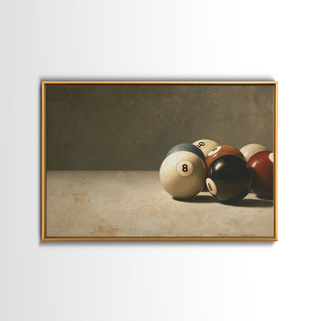 Bold Billiards Eight Ball Composition Canvas Print, Basement Art, Digital Art Download, Living Room Decor, Fine Art, Retreat, BAS-3x2-32