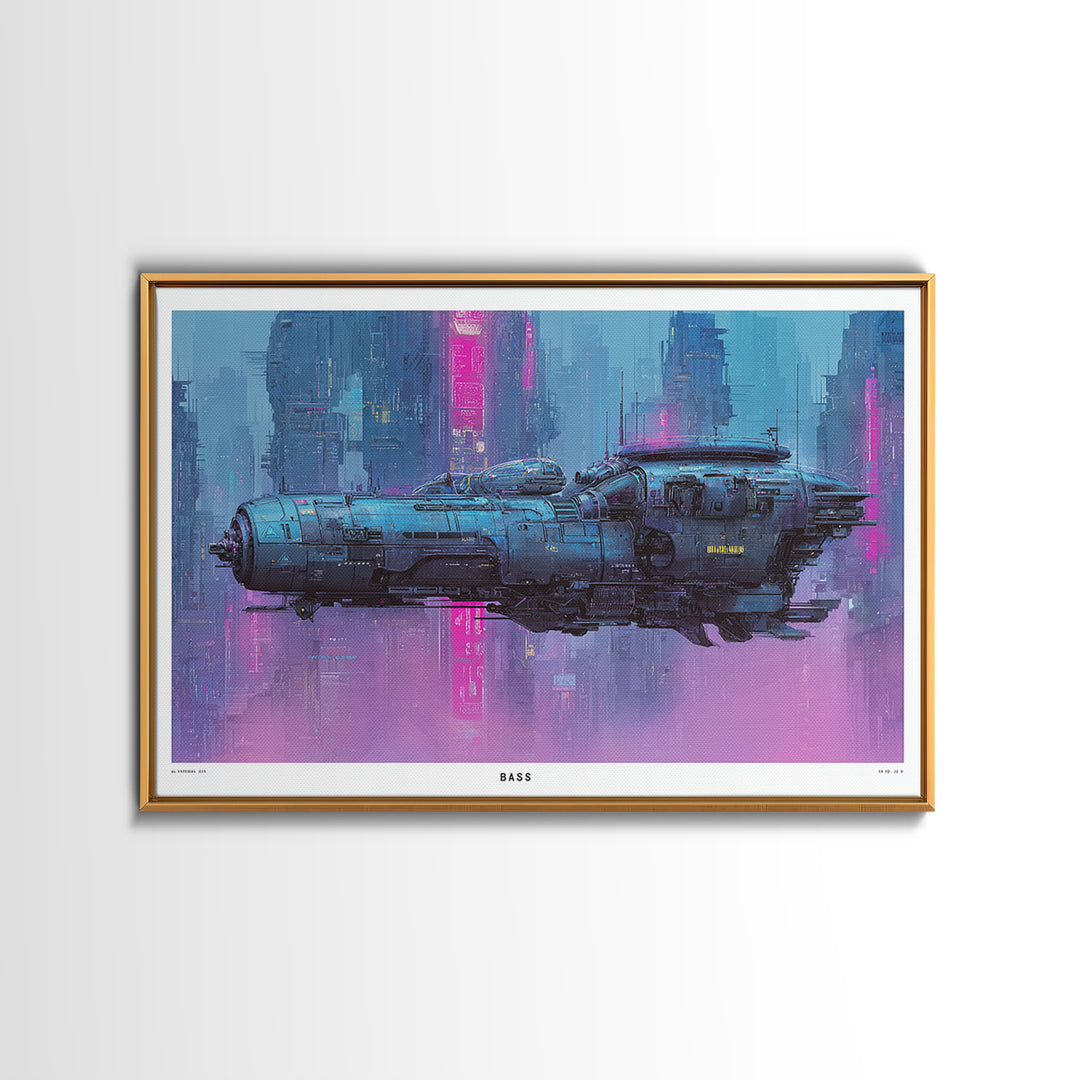 Retro Sci Fi Spaceship Poster for Entertainment Canvas Print, Basement Art, First Home Gift, Living Room Decor, Retreat, BAS-3x2-93