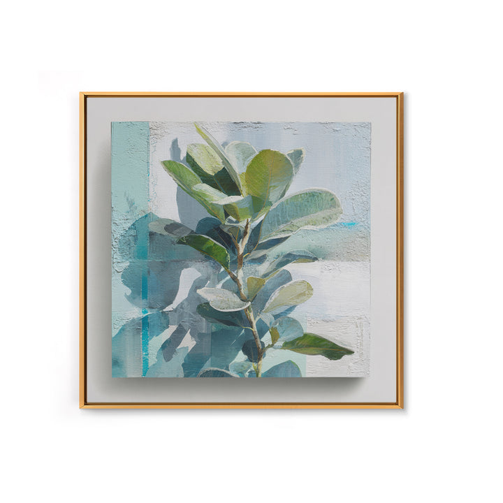 Sunlit Window Plant Shadow on Plaster Canvas Print, Bathroom Art, Dog Portrait, Bathroom Decor, Spa, Minimalist Wall Art, BAT-1x1-18