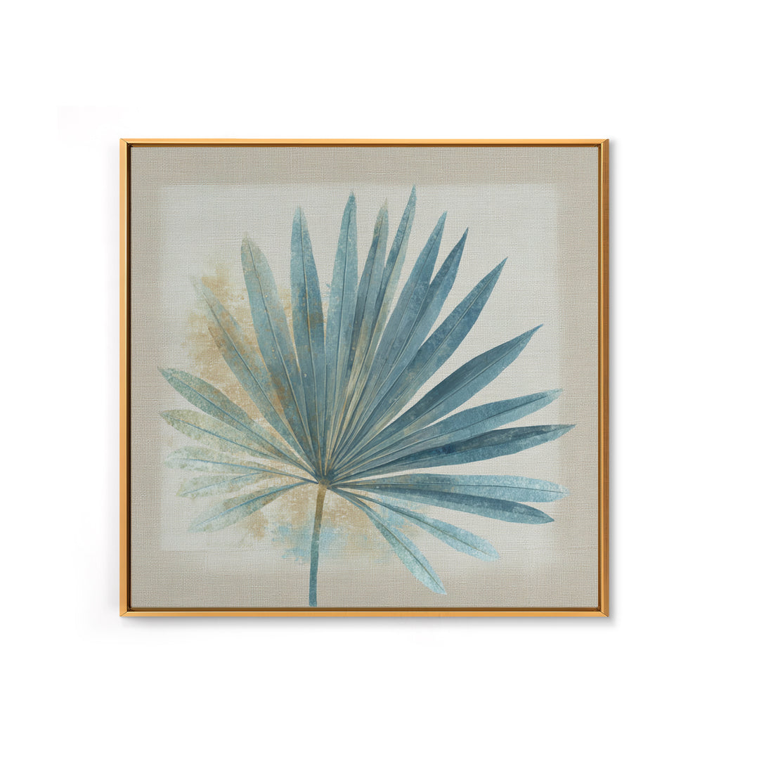 Simple Palm Frond on Off White Linen Canvas Print, Bathroom Art, Bathroom Decor, Abstract Art, Spa, Modern Wall Art, BAT-1x1-23