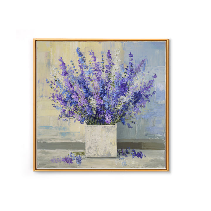 Lavender Sprigs in a Ceramic Vase Canvas Print, Bathroom Art, Bathroom Wall Art, Bathroom Decor, Watercolor Art, Spa, BAT-1x1-36