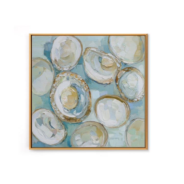 Oyster Shell Study Framed Canvas Print, Bathroom Art, Modern Wall Art, Bathroom Decor, Fine Art, Spa, Wall Decor, Neutral Decor, BAT-1x1-70