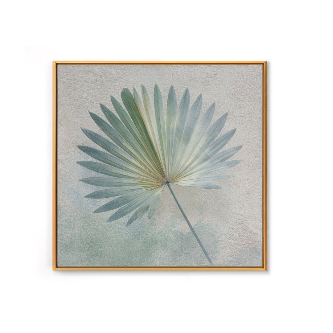 Simple Palm Frond on Off White Linen Framed Canvas Print, Bathroom Art, Bathroom Art Decor, Bathroom Decor, Abstract Art, Spa, BAT-1x1-71