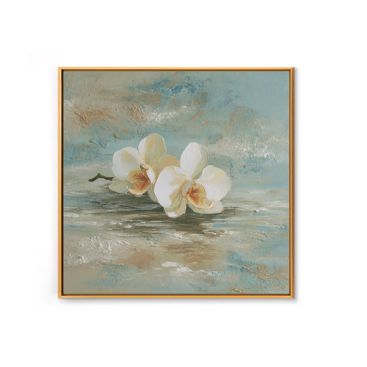 White Orchid on Warm Stone Background Canvas Print, Bathroom Art, Bathroom Art Decor, Bathroom Decor, Fine Art, Spa, Boho Decor, BAT-1x1-76