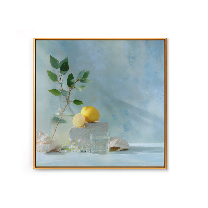 Lemon and Botanical Still Life Framed Canvas Print, Bathroom Art, Funny Bathroom Art, Bathroom Decor, Fine Art, Spa, Art Print, BAT-1x1-78