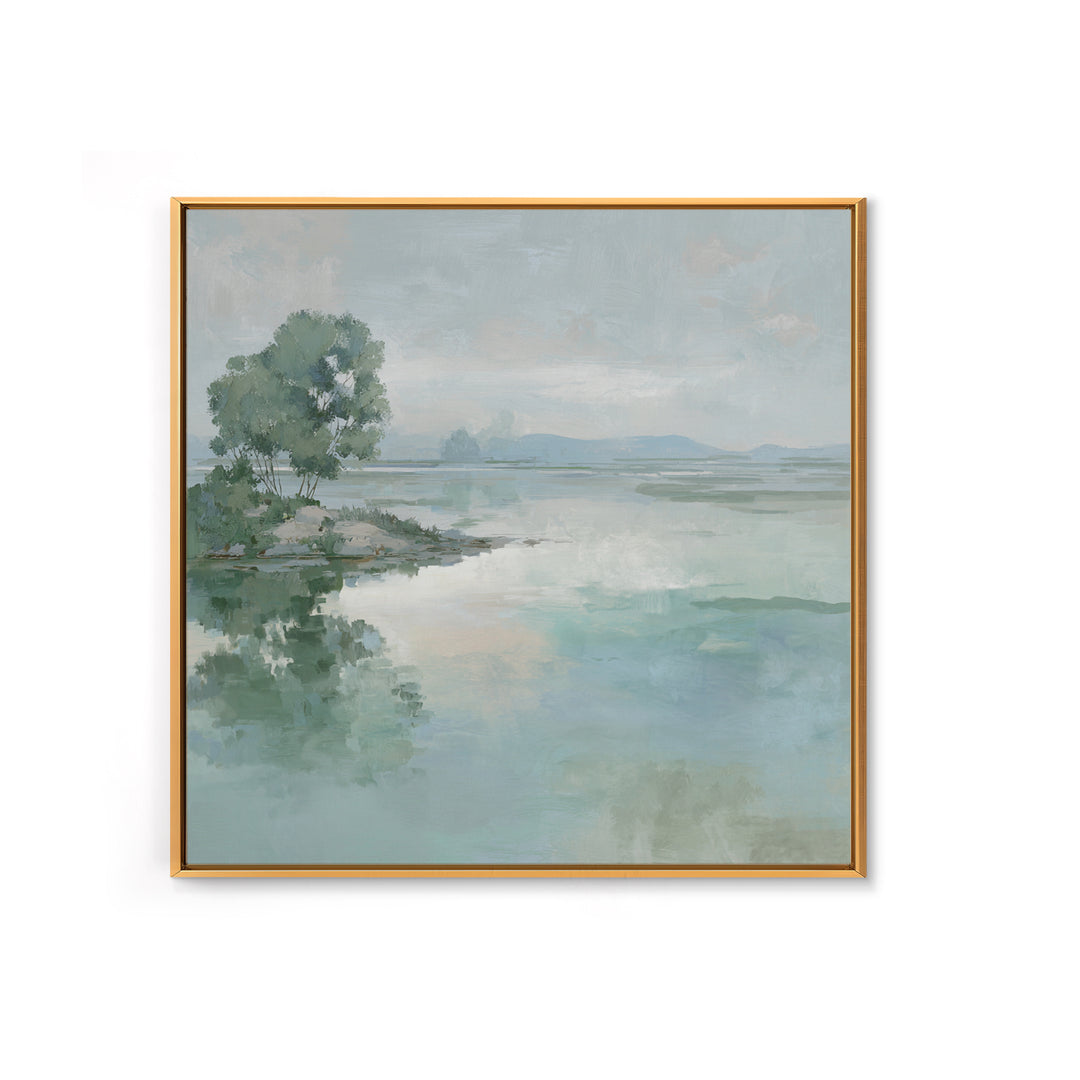 Misty Lake Scene Canvas Print, Bathroom Art, Fine Art Print, Bathroom Decor, Oil Painting, Spa, Poster, Digital Art, Printable, BAT-1x1-81
