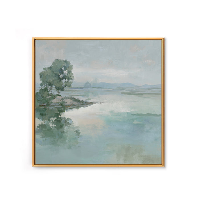 Misty Lake Scene Canvas Print, Bathroom Art, Fine Art Print, Bathroom Decor, Oil Painting, Spa, Poster, Digital Art, Printable, BAT-1x1-81